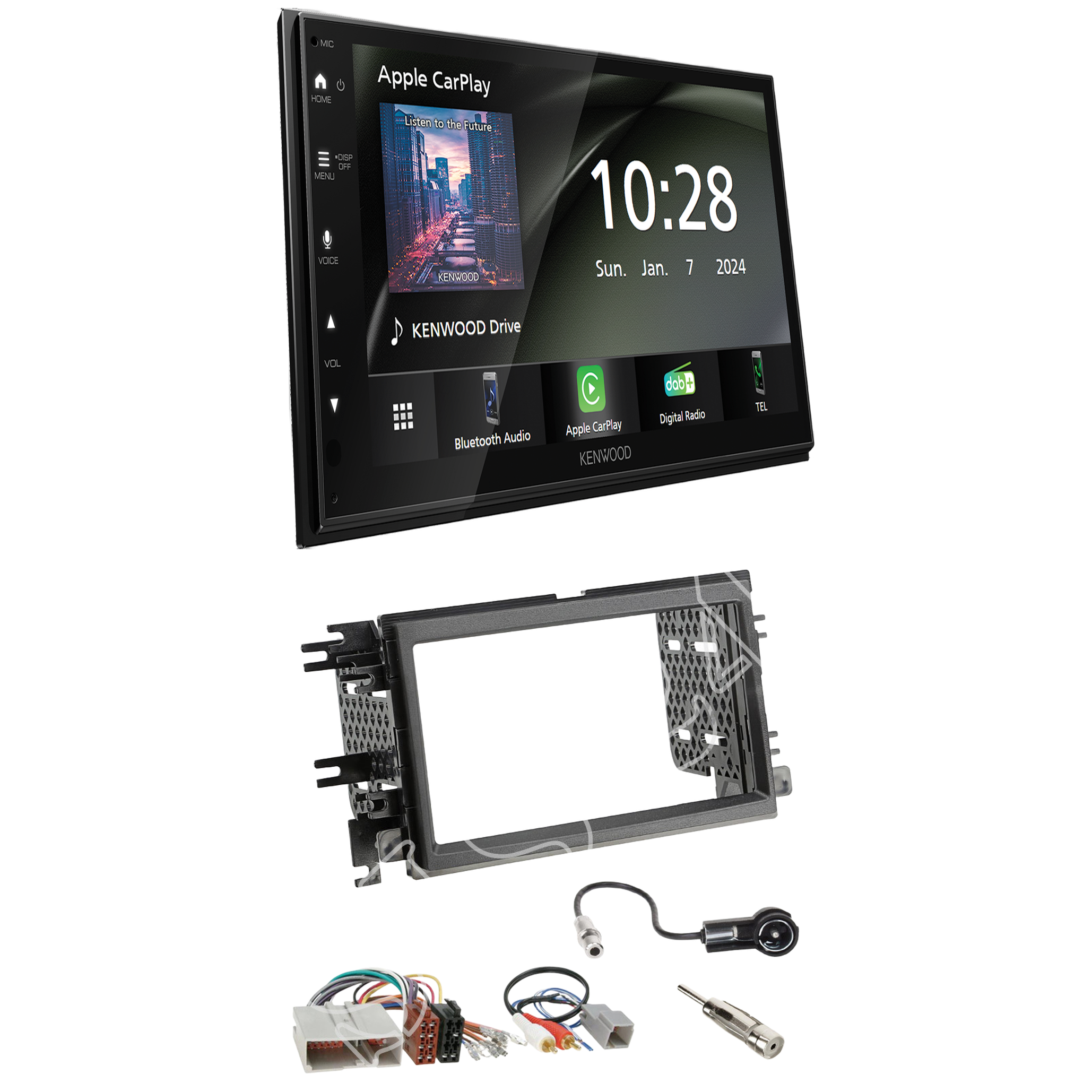 Kenwood DMX6523DABS Radio DAB+ with installation kit for Ford Mustang V (S197) from 2004
