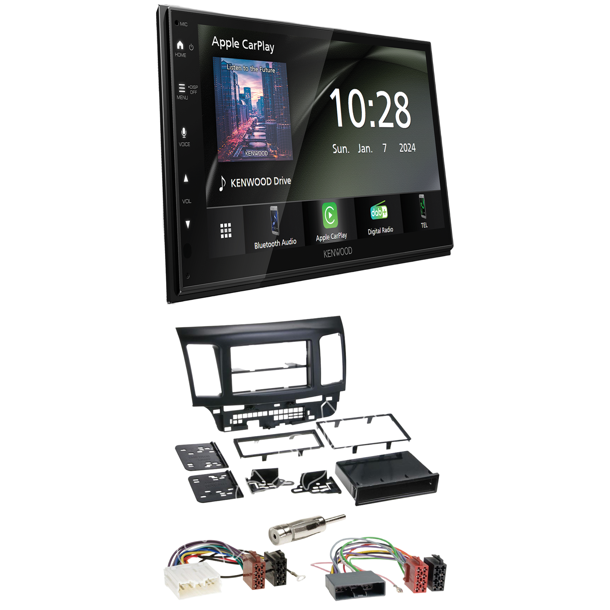 Kenwood DMX6523DABS Radio DAB+ with installation kit for Mitsubishi Lancer (CYO) 2007 onwards