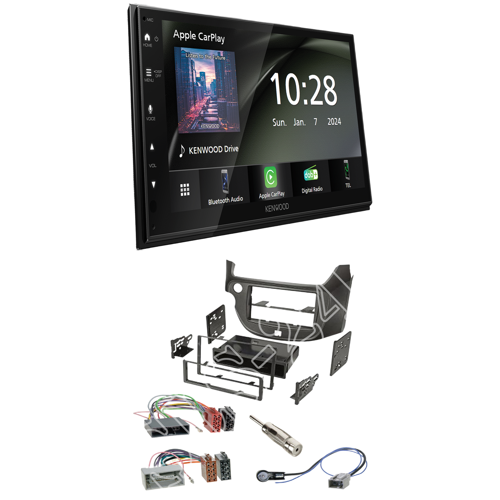 Kenwood DMX6523DABS Radio DAB + CarPlay with installation kit for Honda Jazz from 2013