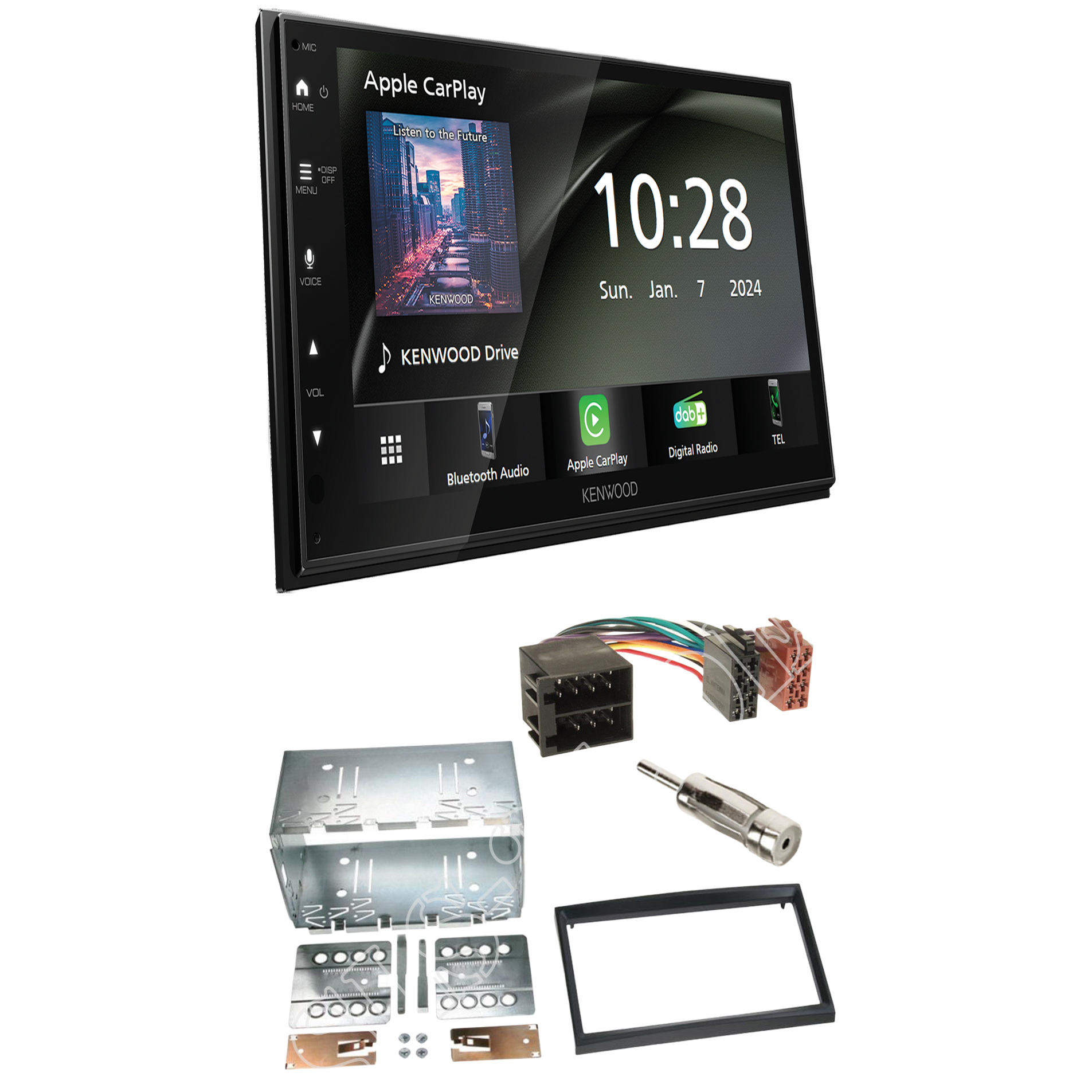 Kenwood DMX6523DABS Radio DAB+ CarPlay With Fitting Kit For Fiat Scudo (229) 2007