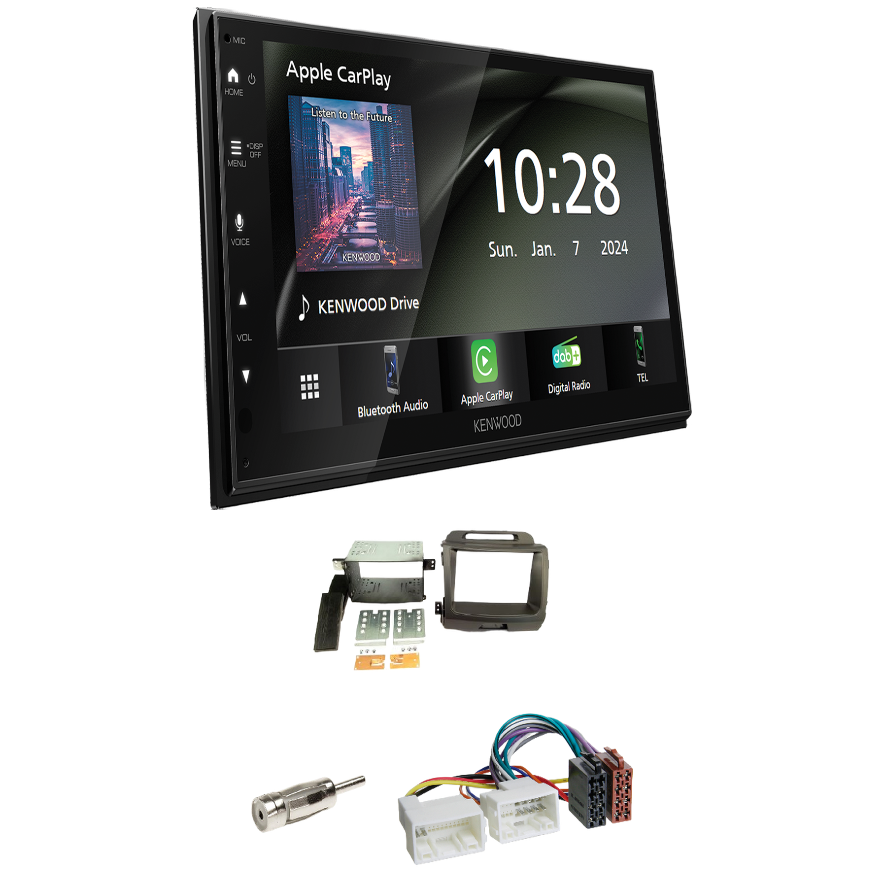 Kenwood DMX6523DABS Radio DAB + CarPlay with installation kit for Kia Sportage III