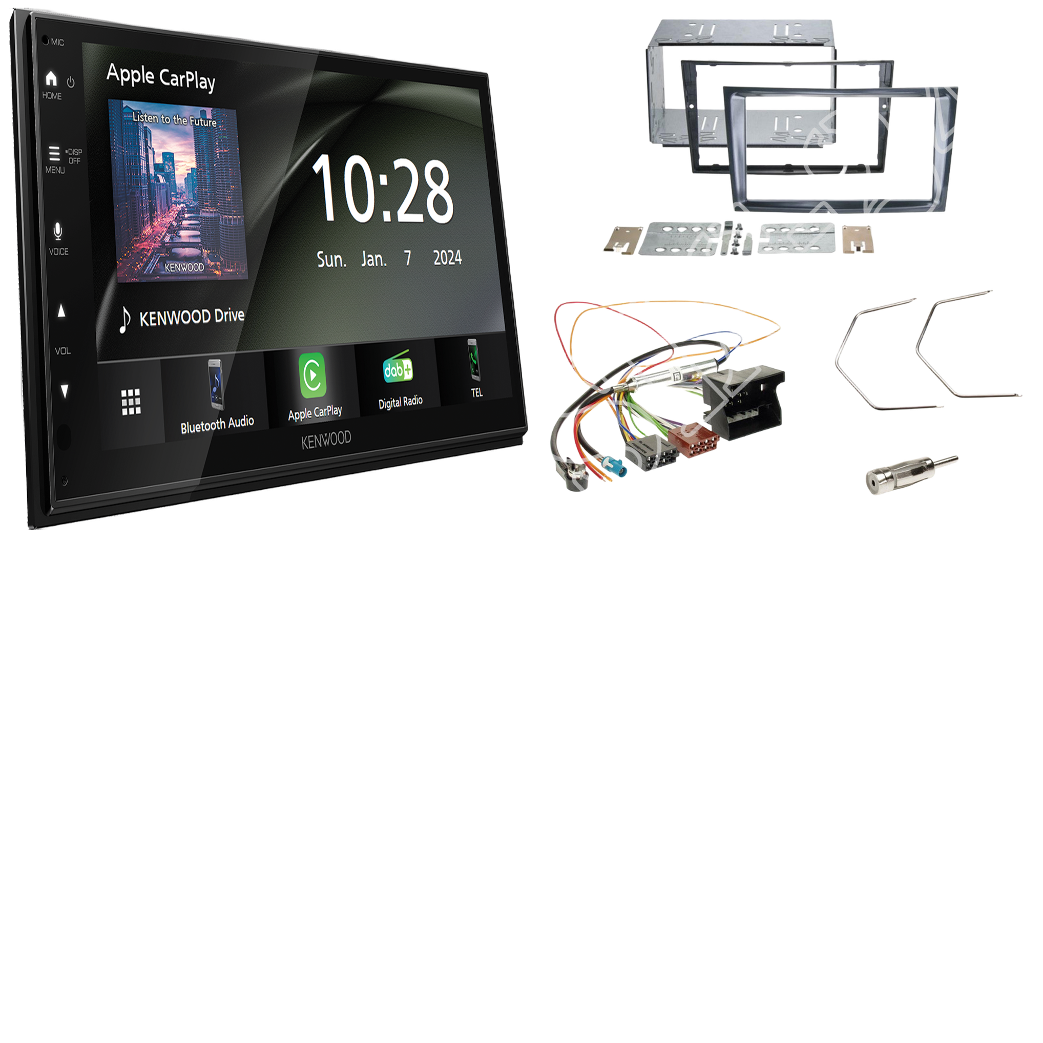 Kenwood DMX6523DABS Radio DAB + CarPlay with installation kit for Opel Astra H (A-H)