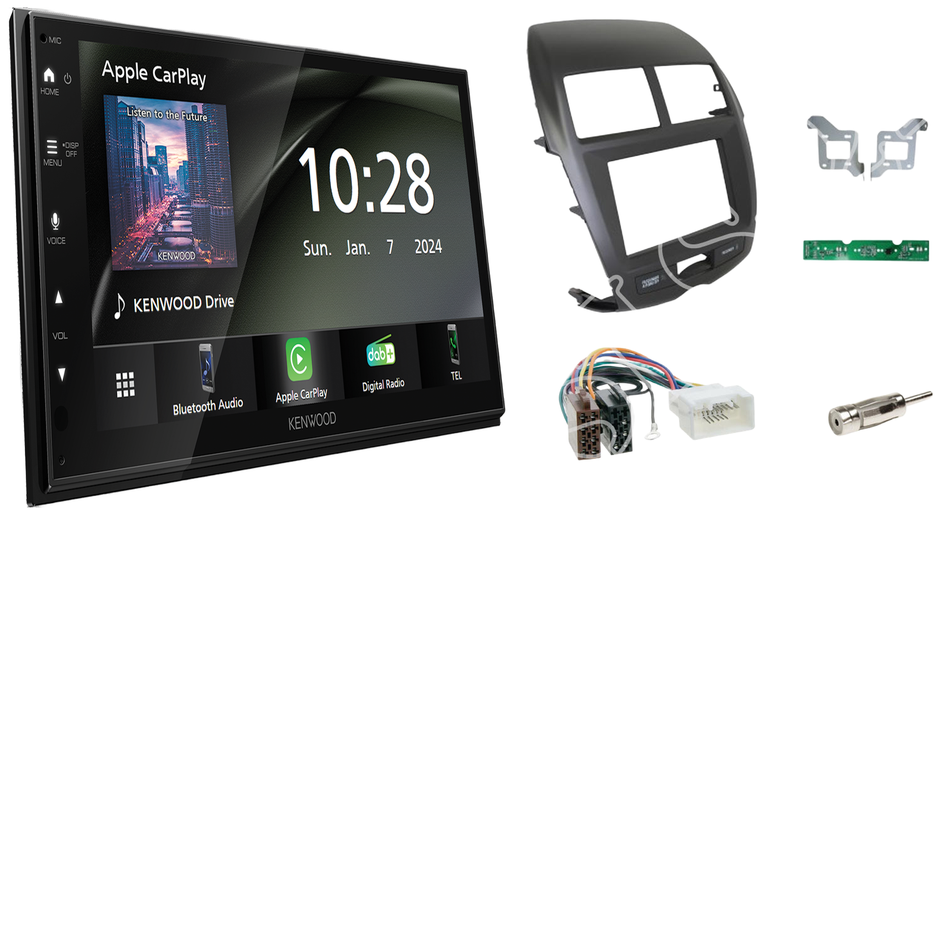 Kenwood DMX6523DABS Radio DAB+ Bluetooth with installation kit for Mitsubishi ASX 2010