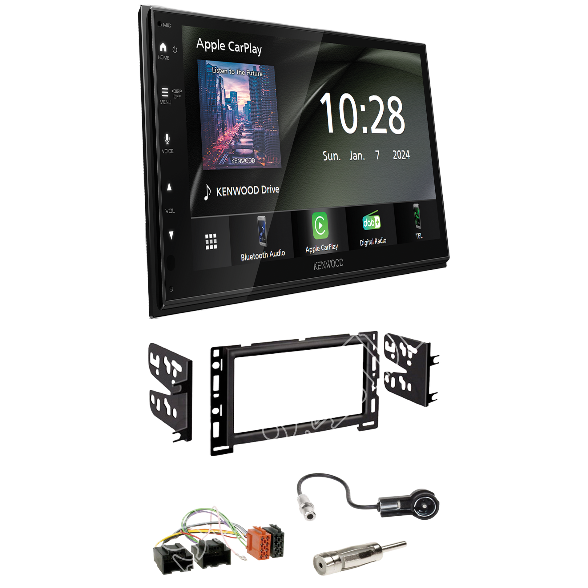 Kenwood DMX6523DABS Radio DAB + CarPlay with installation kit for Opel GT (K/R) 2007