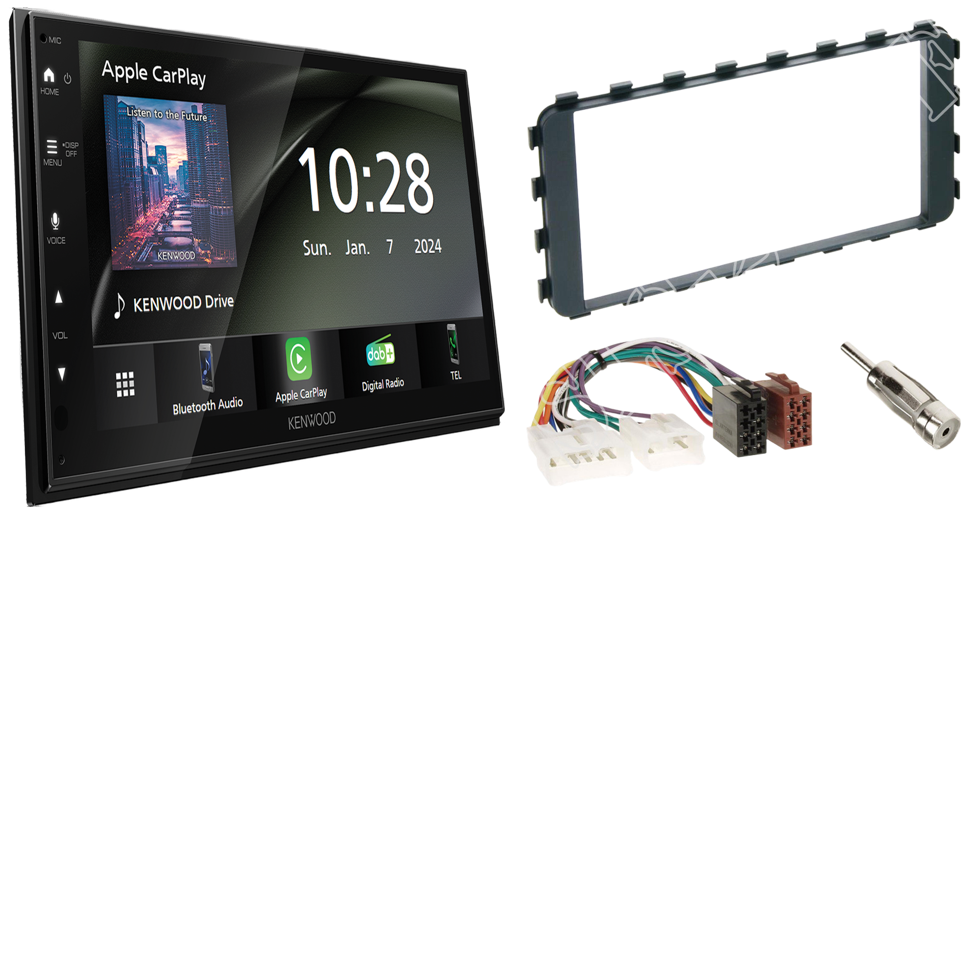 Kenwood DMX6523DABS Radio DAB + CarPlay with installation kit for Toyota iQ (AJ1)