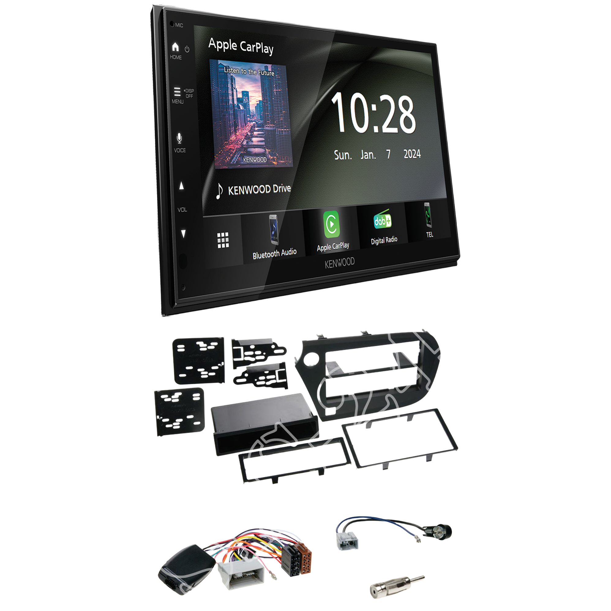Kenwood DMX6523DABS Radio DAB + Apple CarPlay with installation kit for Honda Insight