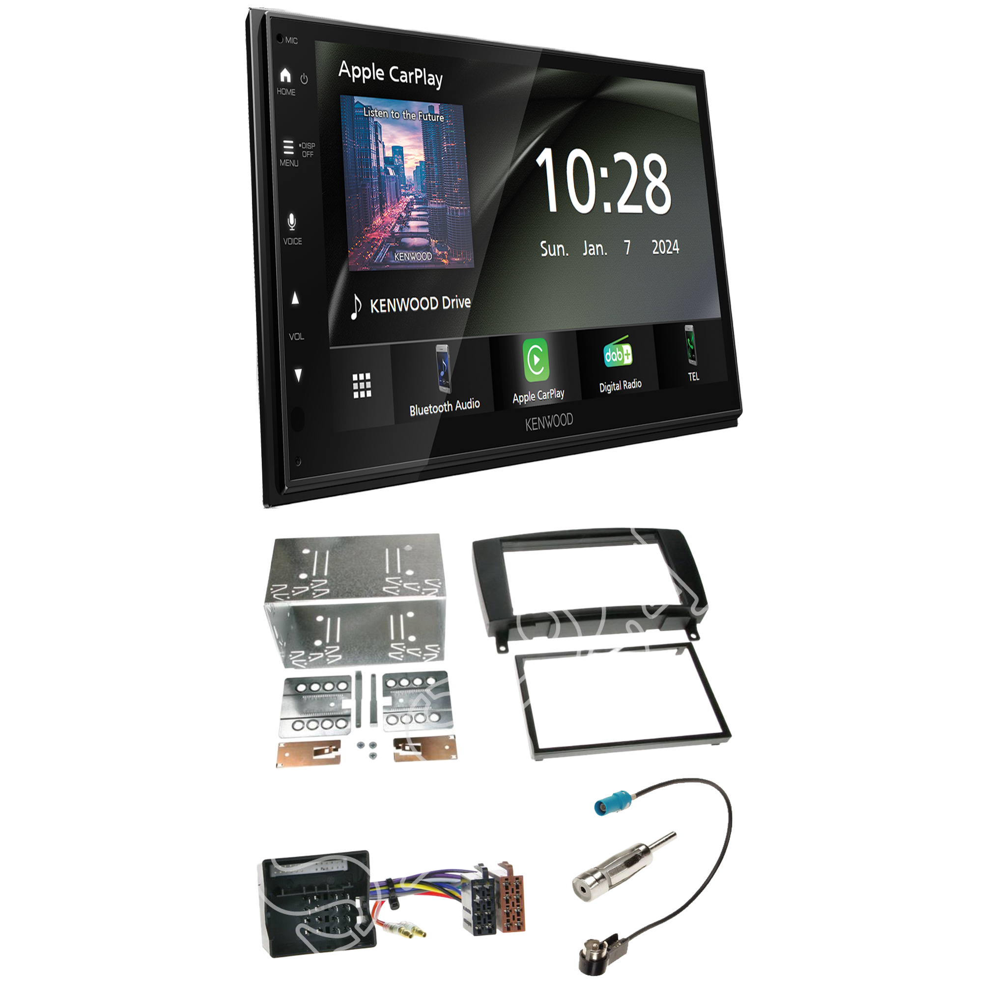 Kenwood DMX6523DABS Radio DAB + CarPlay with installation kit for Mercedes SLK (R171)