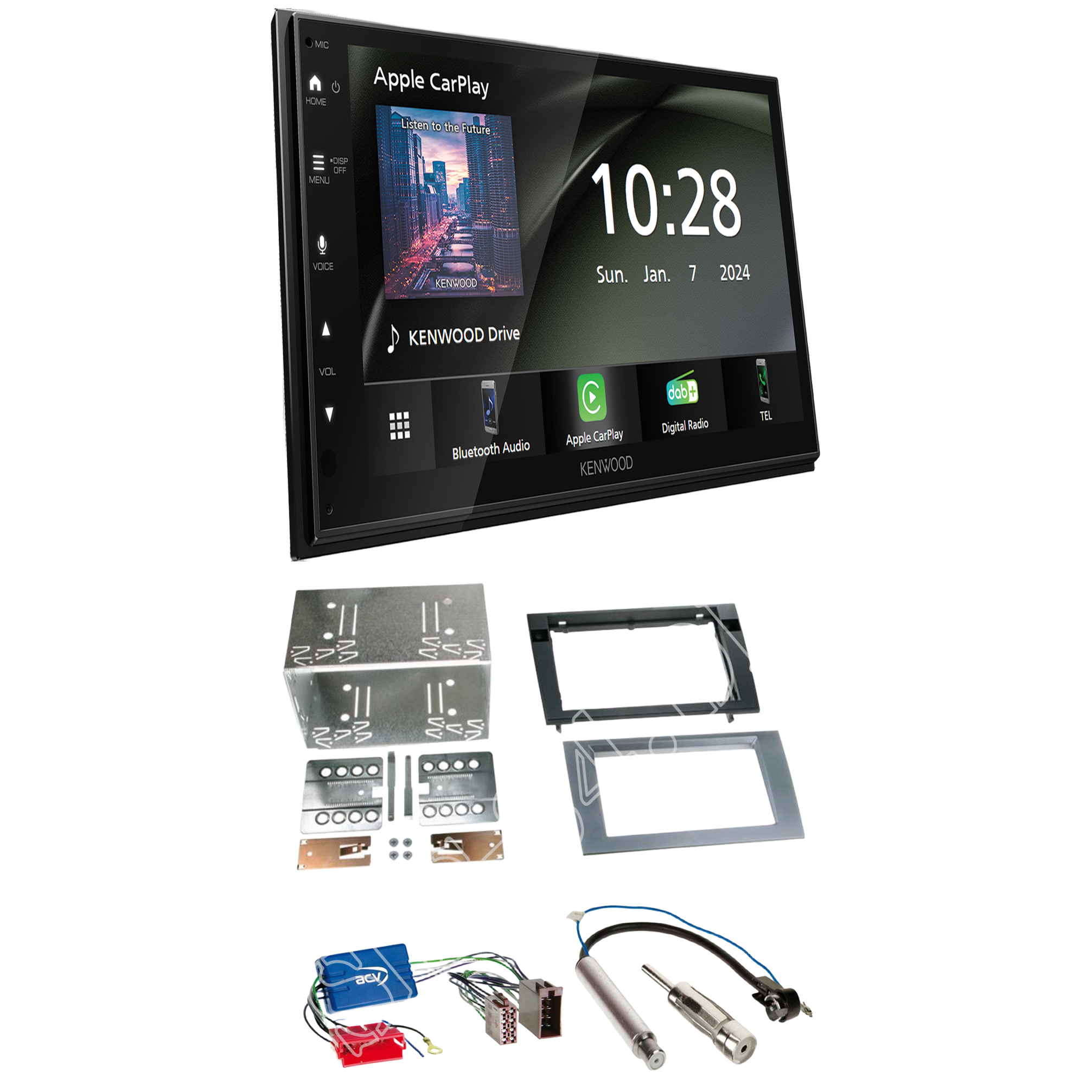 Kenwood DMX6523DABS Radio DAB + CarPlay with installation kit for Audi A4 B6