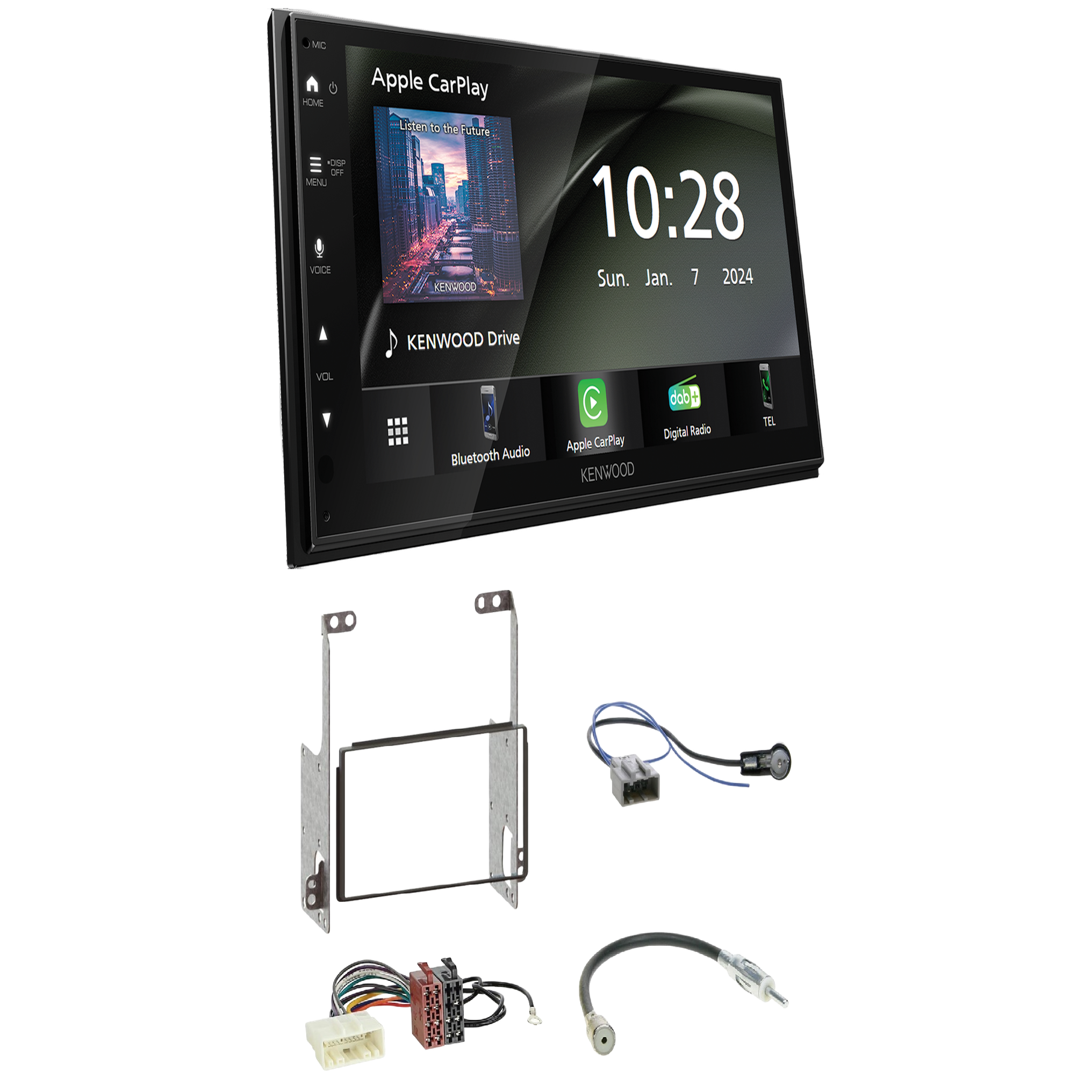 Kenwood DMX6523DABS Radio DAB + CarPlay with installation kit for Nissan X-Trail (T31)