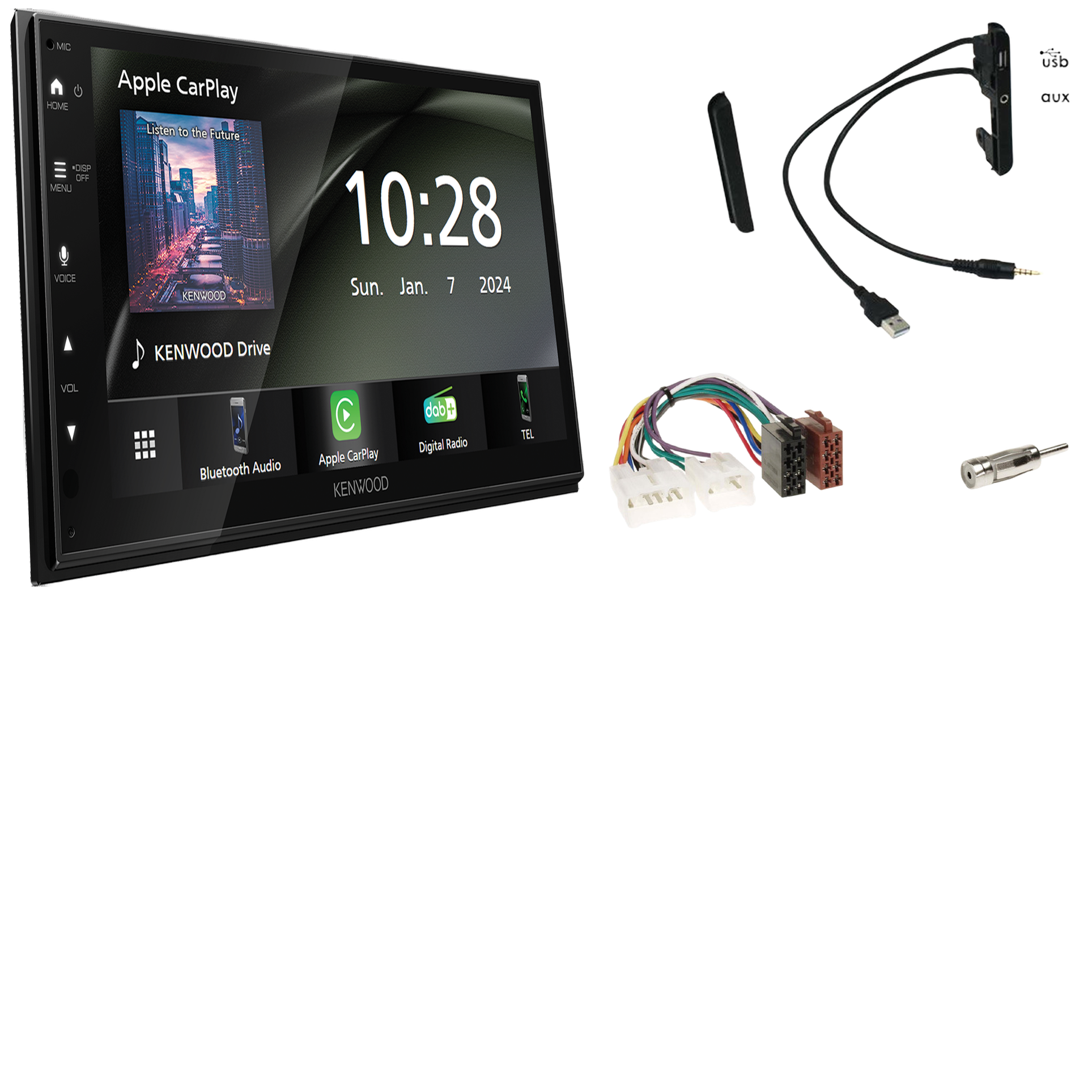Kenwood DMX6523DABS Radio DAB + CarPlay with installation kit for Toyota Celica