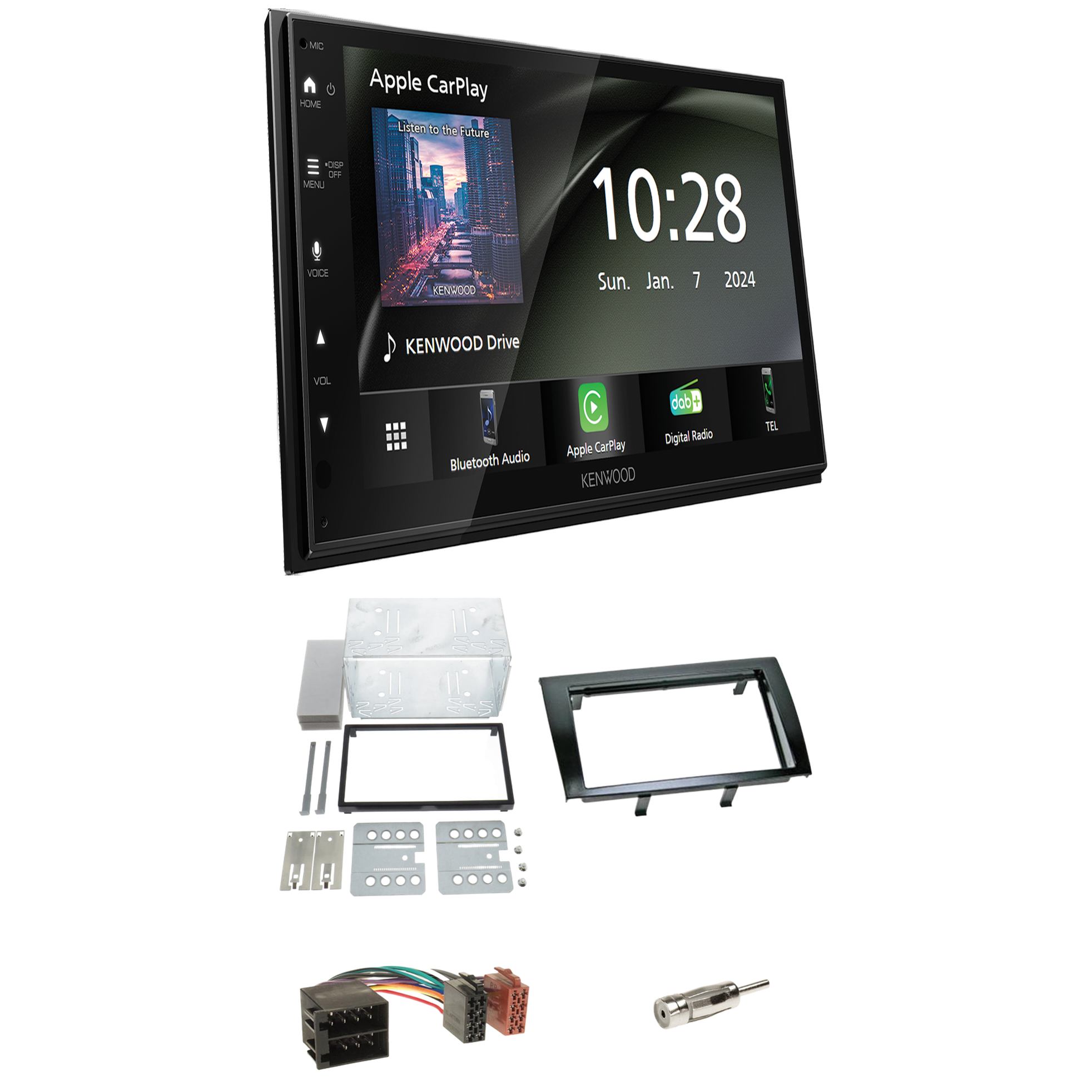 Kenwood DMX6523DABS Radio DAB + CarPlay with installation kit for Fiat Bravo (198)