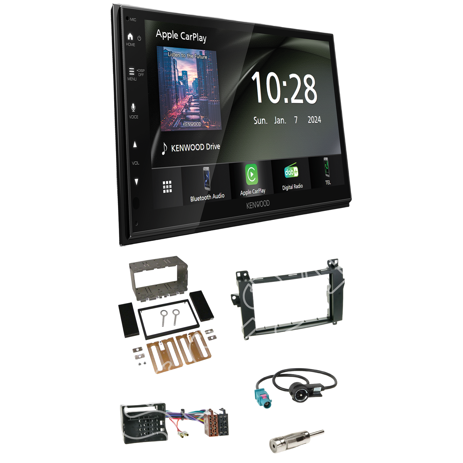 Kenwood DMX6523DABS Radio DAB+ with installation kit for Mercedes A-Class (W169)