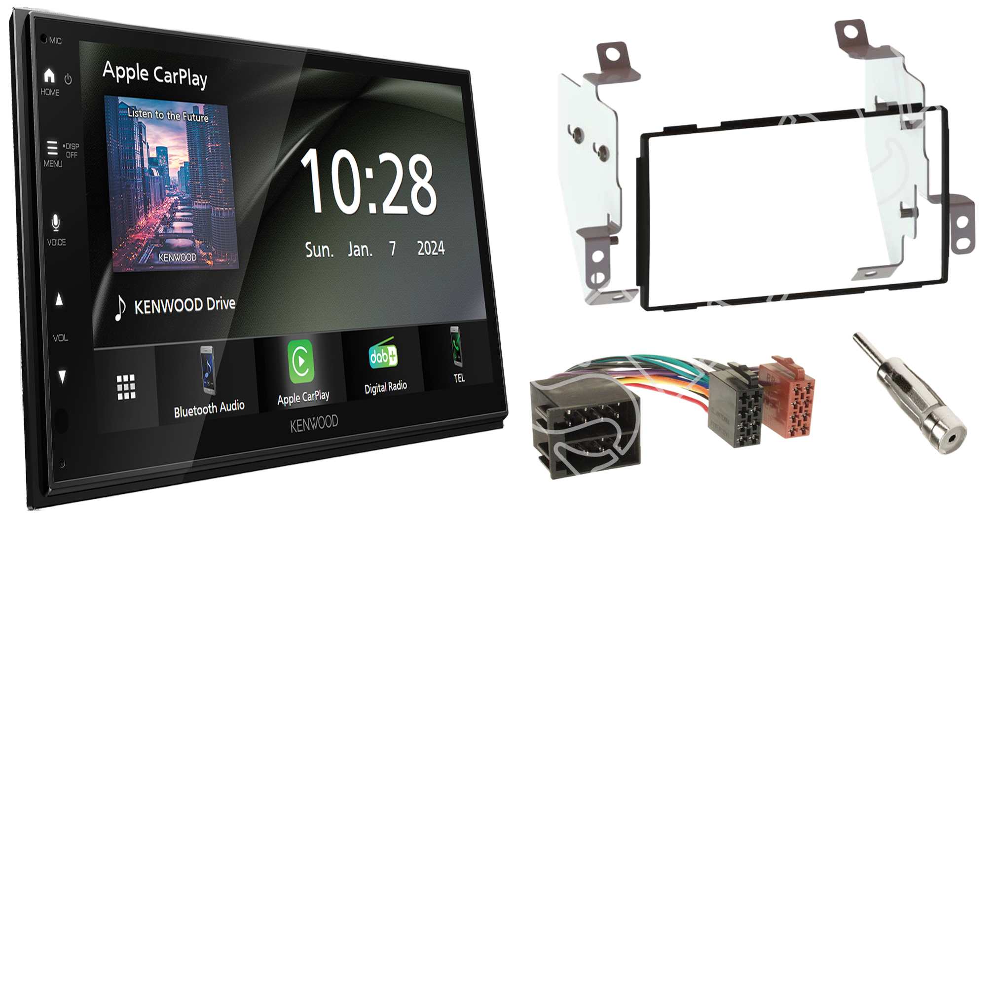Kenwood DMX6523DABS Radio DAB+ with installation kit for Nissan Note (E11)