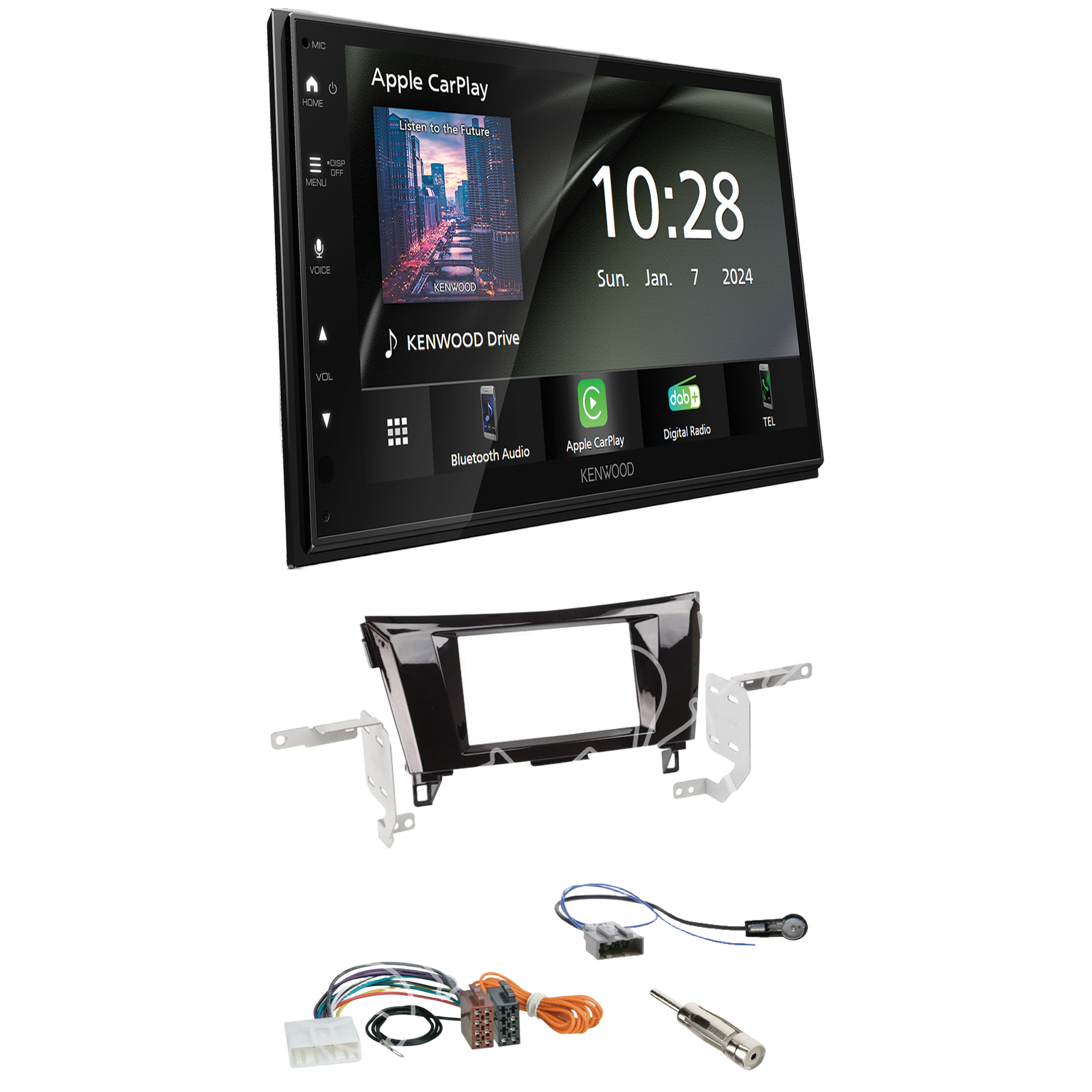 Kenwood DMX6523DABS Radio DAB + CarPlay with installation kit for Nissan Qashqai (J11)