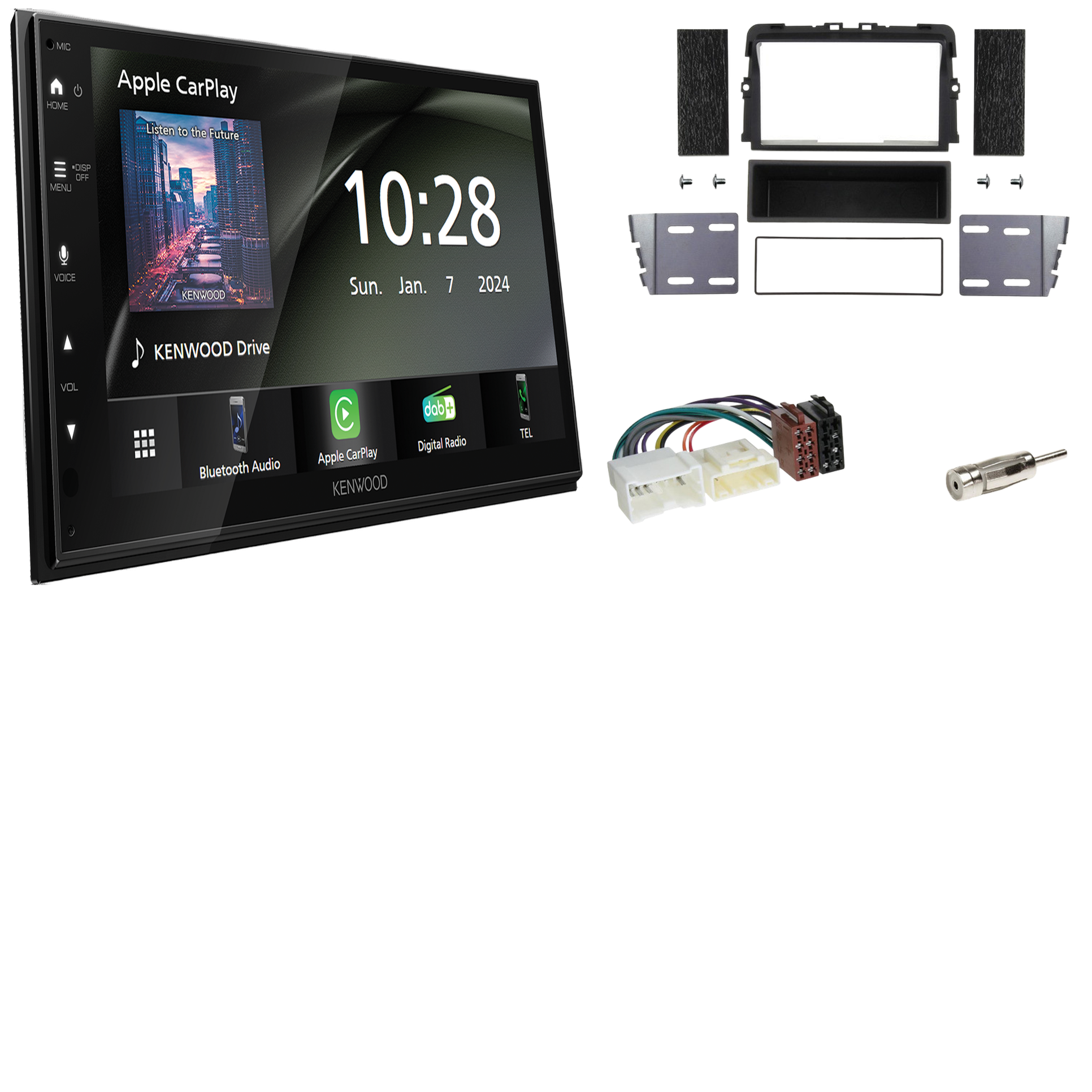 Kenwood DMX6523DABS Radio DAB + CarPlay with installation kit for Opel Vivaro from 2013