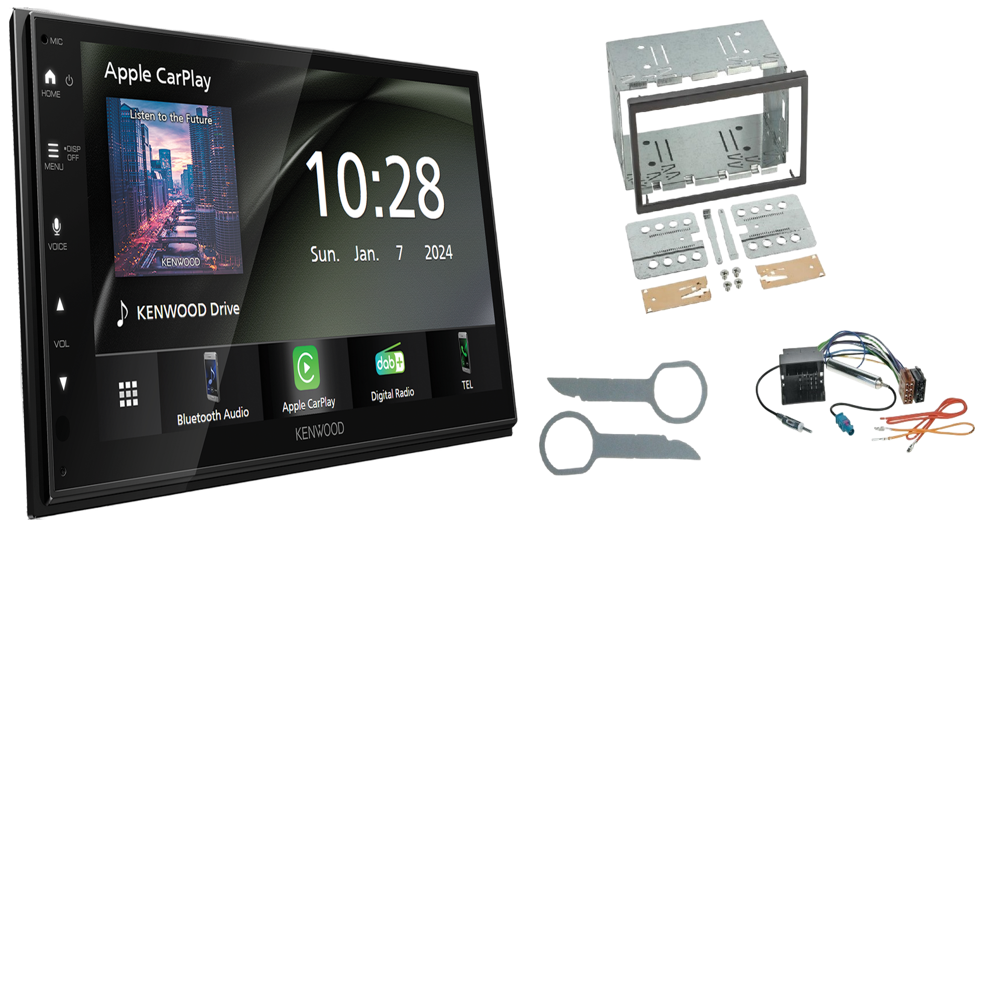 Kenwood DMX6523DABS Radio DAB + CarPlay with installation kit for VW Polo 9N3