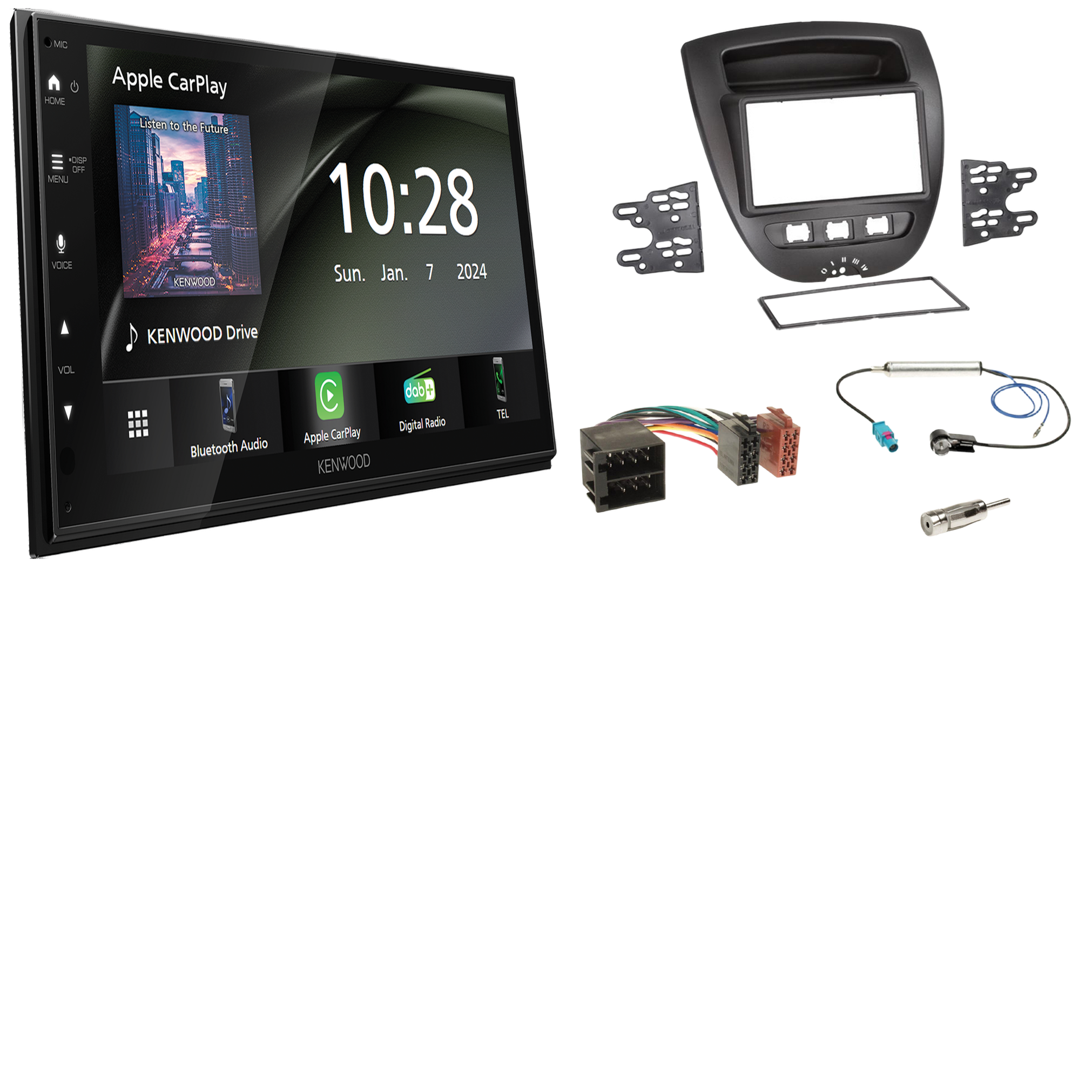 Kenwood DMX6523DABS Radio DAB + CarPlay with installation kit for Toyota Aygo (AB1)