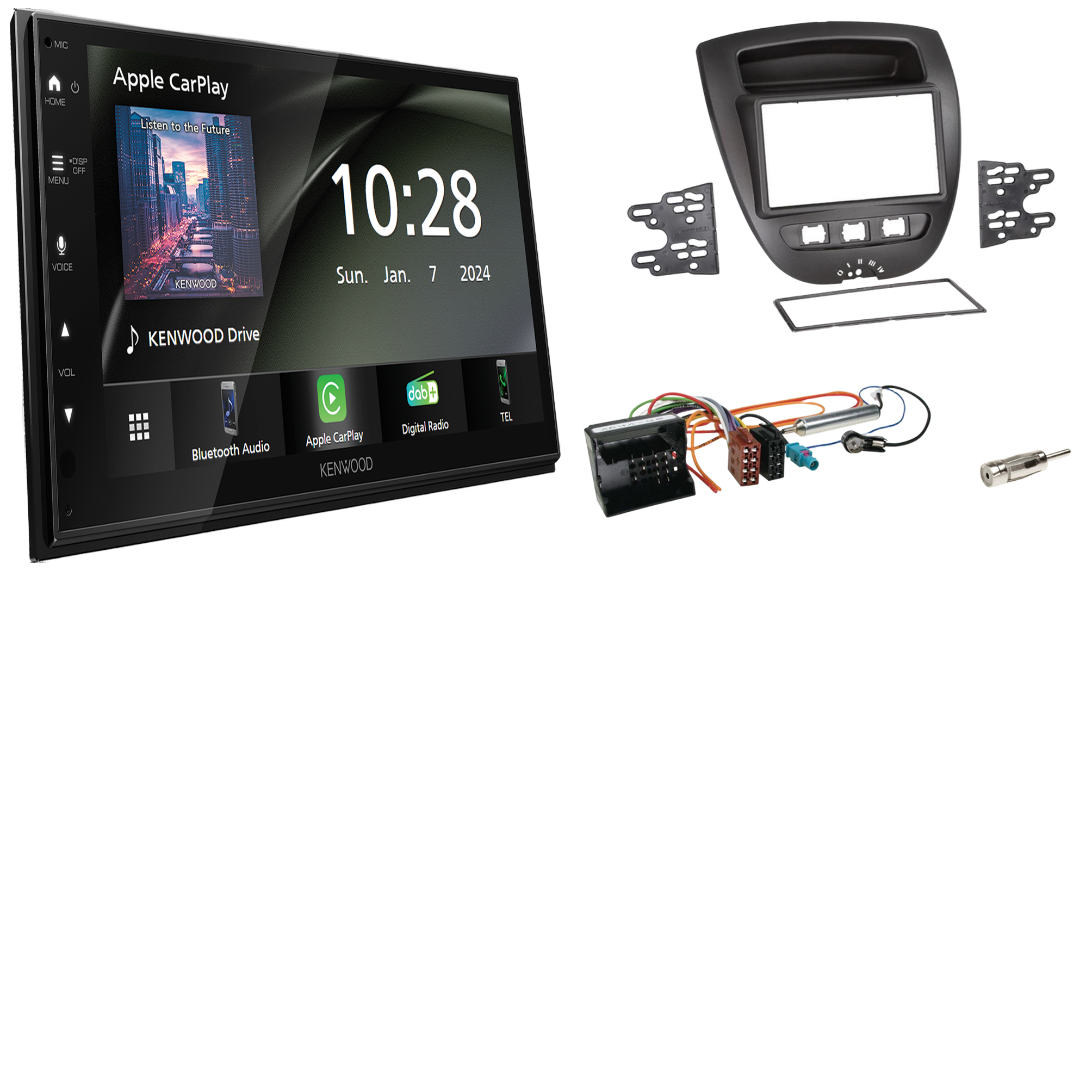 Kenwood DMX6523DABS Radio DAB + with installation kit for Toyota Aygo (AB1) 2005 onwards