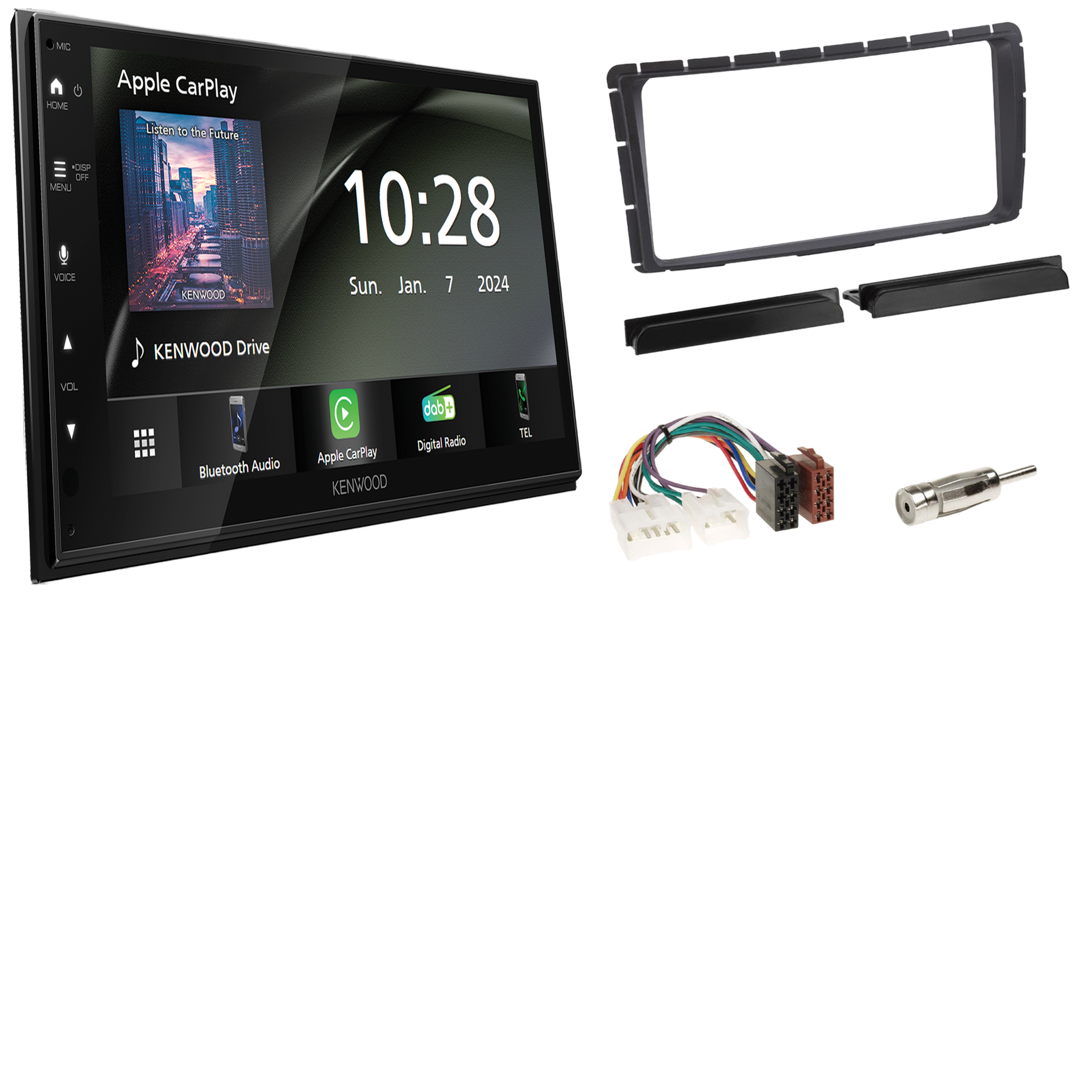 Kenwood DMX6523DABS Radio DAB + CarPlay with installation kit for Toyota Hilux from 09/2011